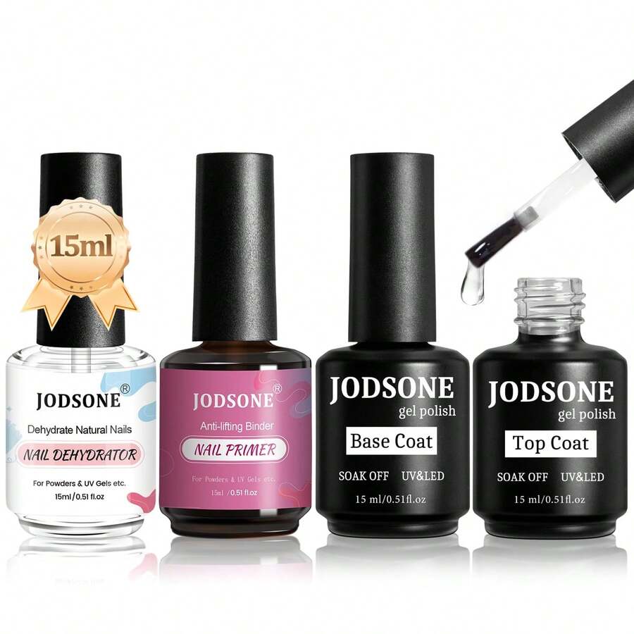 JODSONE 15ML Nail Primer Base Coat Top Coat Glossy Quick Drying Durable DIY Nail Art Design Long Lasting Gift - 15ML-DPBT - Xem 1