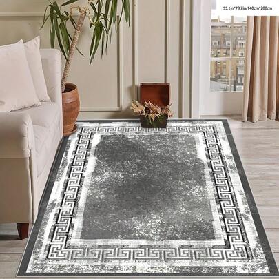 One Large Size Minimalist Style Light Luxury Grey Patterned Rug, Multiple Sizes Available, Crystal Pile Material, Bright Colors, This Luxury Rug Is Of High Quality, Machine Washable, Upgraded Thick Dense Material Prevents Fading, Soft And Comfortable, Pet Friendly Rug, Suitable For Large Area Covering Living Room, Terrace, Garden, Bedroom, Corridor, Balcony, Bedroom Landscaping, It's A Very Desirable Home Decor For All Seasons! Back To School Bathroom Kitchen Decor