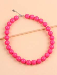 1 chiếc vòng cổ hạt Acrylic bóng trơn cá nhân hóa dành cho phụ nữ, phong cách Châu Âu và Châu Mỹ - Màu Hồng Tươi - Xem 11