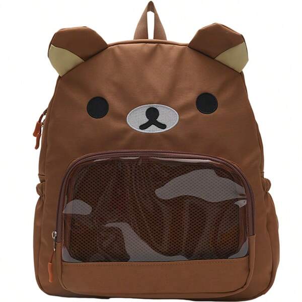 Cartoon Bear Clear Backpack For Middle School Girls, Transparent Bookbag With Cute Design For High School Students, Doesn't Include Cards
