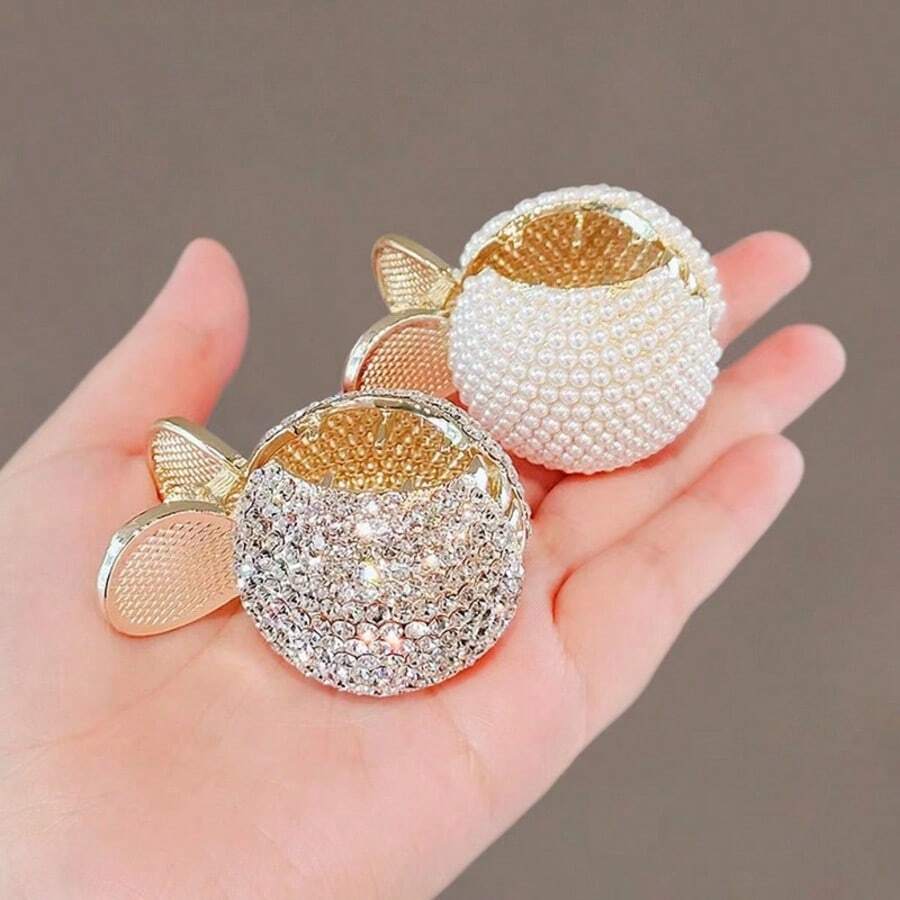 2 件女式镂空水钻发爪夹，优雅简约马尾夹发夹发夹发夹发夹发夹发饰秋冬度假装女士 - 金色 - 查看 1