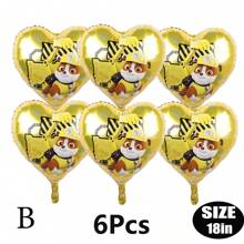 Paw Patrol Offiziell genehmigter 6er-Pack PAW Patrol Brave Adventure Suche und Rettung Hunde Thema Geburtstags Party Deko Ballon Set, 18 Zoll süßer Stadt Rettungshund Muster runder Aluminiumfolie Ballon Set, verschiedene Styles wählbar, Geburtstagsparty Wanddekoration, perfekt für Geburtstag Zeremonien Partywand Deko, Ballon Kombinations Dekorations Zubehör