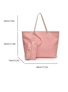 SHIMEINI 2 piezas Nuevo estilo europeo y americano 2025 Bolso de mano de patchwork, Bolso de viaje de gran capacidad, Bolso de compras, Adecuado para uso diario de mujeres, Mochila escolar, Viaje de vacaciones, Festival, Regalo de cita