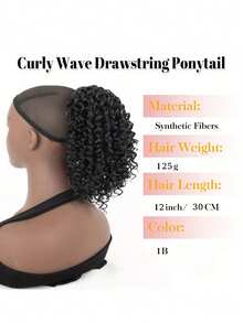 12 Inch Curly Wave Clip-In Ponytail Extension For Women - Synthetic Hair With Adjustable Drawstring, Natural Look & Secure Clip-In Design For Weddings, Parties, Everyday Use - All Ethnicities, Ponytail Hair Extensions - Multicolor - View 3
