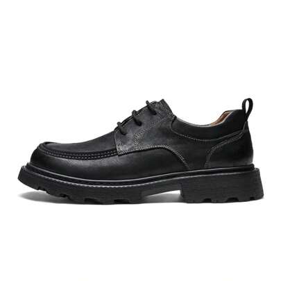 Men's Loafer Shoes, Genuine Leather Thick-Soled Comfortable Low-Top Martin Shoes, Casual Business Work Shoes