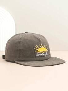 1 szt. Miękka czapka baseballowa z haftowanym napisem Crown, czapka typu snapback z płaskim daszkiem w stylu vintage Street Style dla kobiet, wygodna, duża głowa, nowa jesień/zima