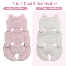 2-In-1 Reversible Baby Car Seat Cushion, Newborn Head Neck Body Support Pad, Universal For Car Seats/Strollers/Rockers/Swings, Soft Pad, Essential Baby Gift, Pink