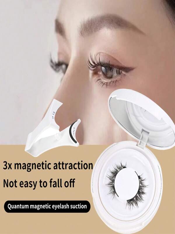 1 par de pestañas postizas magnéticas, apariencia de maquillaje natural, reutilizables sin pegamento, ultra finas y densas, longitud personalizable, adecuadas para ojos sensibles