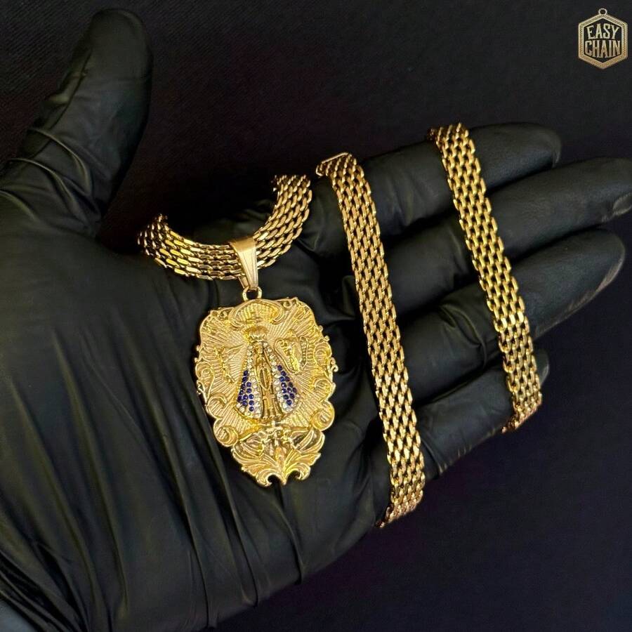 Old Coin Chain | Influencer Model With Differentiated Pendants - Colgante Niño Nuestra Señora 2 - Ver 1