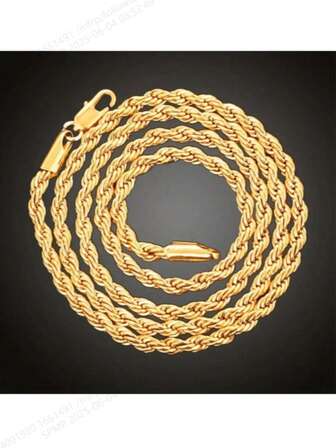 Trendigt guldfärgat twist-halsband med grovt mönster