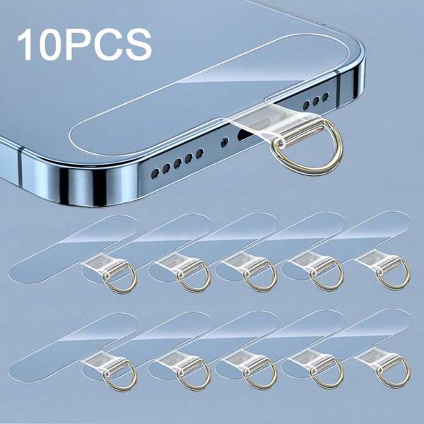 10pcs Universal Mobile Phone Lanyard Pads, Anti-Lost Nylon Detachable Phone Lanyard Sticker, Strap Holder