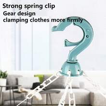 1pc 32 Clips Folding Hanger Rack For Clothes, Underwear, Socks Organizer, Closet Storage Rack, Wind-Proof & Slip-Resistant, Randomly Colored Clips & Simple Folding Clothes Hanger (Randomly Colored) - Grey - View 5