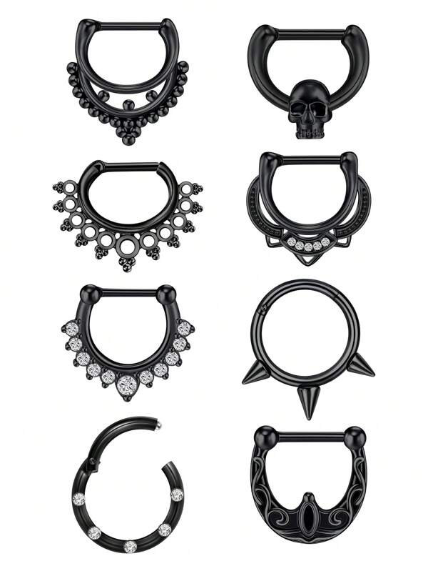 1 Stück schwarzer Nasenring aus Edelstahl, kleiner Ohrringsatz für Knorpel, Tragus, Helix mehrfache Piercings, Schmuck in verschiedenen Stilen mit Opal, CZ Piercings für Frauen und Männer