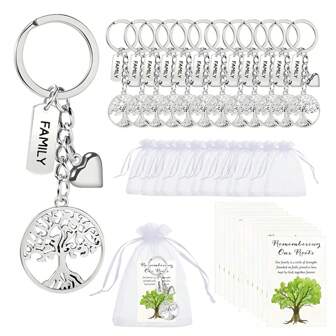 36 Pcs/12 Sets Of Family Gathering Gifts, Including 12 Life Tree Keychain Pendants, 12 Cards, And 12 Gift Bags, Suitable For Family Gatherings, Birthday Parties, Surprise And Fun Thank-You Gifts, And Life Tree Decorative Small Pendants Car Accessories Bag Charm Backpack For School Letter Cute Goth Y2k Bag Lanyards With Id Holder Car Accessories Bag Charms Christmas Car Accessories Teacher Friend Sister Gift Ideas