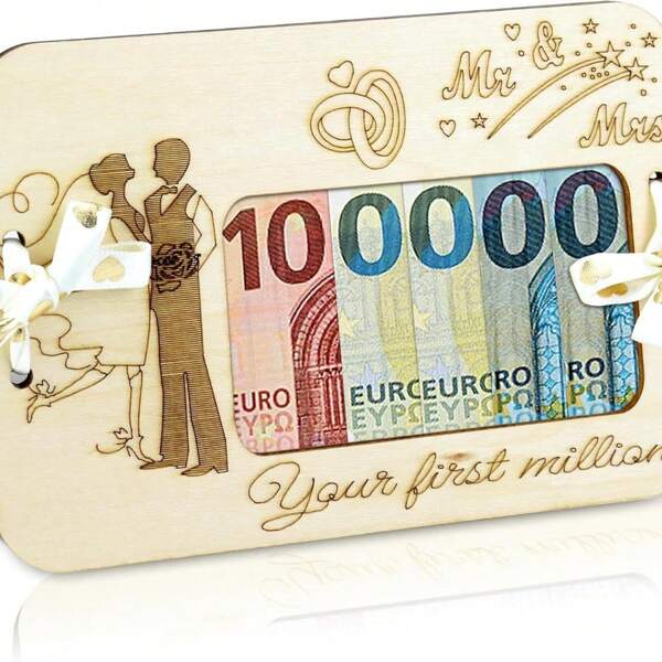 1 pieza Clip de dinero de madera "Tu Primer Millón", regalo creativo para cumpleaños, boda, suministros para fiestas de San Valentín (sin efectivo incluido)