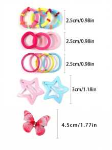 Set da 881 pezzi di elastici per capelli e fermagli a forma di farfalla colorati, legacci per capelli elastici per ragazze, accessori per capelli decorativi monouso, colori misti, senza confezione regalo