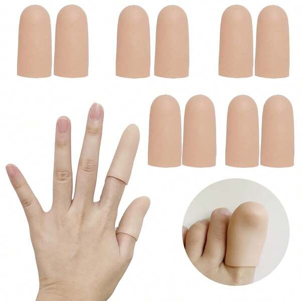 Kris-Kikomy 10Pcs Gel Finger Cots Medium, Finger Protector Support NEW MATERIAL Finger Sleeves Great For Trigger, Hand Eczema, Cracking, Arthritis And More