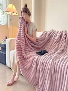 1 Stück gestreifter, weicher und bequemer Flanell-Decke, für Sofa und Bett Zuhause, geeignet für Schlafzimmer Dekoration, Lässig, Herbst, Weihnachten, Halloween