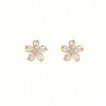 Flower Cube Zirconia Earrings - Low Allergy Daily Jewelry, Sparkling Minimalist Earrings Suitable For Women, Mothers, And Special Occasions