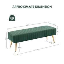 FURNIMART Fumahome Banco de Cuero Sintético para Pie de Cama con Patas Doradas, Banco Moderno con Botones Acolchados para Entrada, Lujoso Banco Otomano para Decoración de Sala de Estar - Verde - Ver 9