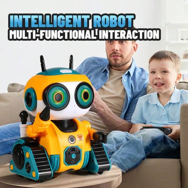 1pc Intelligent Gesture Controlled Robot, 2.4G Remote, Smart Programming, Cool Lighting Effects, Touch Sensor, Interactive Encyclopedic Robot With Flexible Joints That Sings And Dances (Batteries For Remote Not Included)