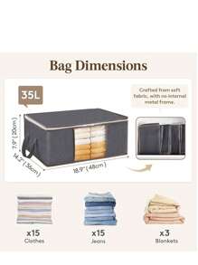 3pcs Foldable Household Storage Bags, Home Organizer For Clothes, Blankets, Sweaters, Bedding, Pillows, Closet Storage
