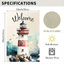 Doppelseitige wasserdichte Polyester Leuchtturm Gartenflagge - 12x18 Zoll Outdoor Willkommens Banner für Garten, Terrasse, Hafen, Küstendekoration - Keine Elektrizität benötigt