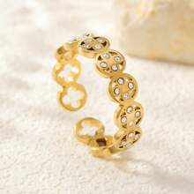 Juego de anillos con baño de oro al estilo francés para mujer, set único de anillos de circonita sintética con diseños de corazón, luna y delfín, anillos ligeros y de lujo, anillos de acero inoxidable sencillos pero elegantes, regalos para fiestas y cumpleaños, parejas