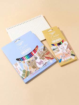 12 piezas/24 piezas Lápices de colores de plástico sin madera a base de aceite, Juego de 12/24 colores en caja, Empaquetados individualmente, Para dibujar y colorear, Regalo perfecto para estudiantes, regalos festivos, garabatos de fiesta, pintura DIY, de vuelta a la escuela