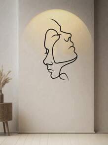 1 Peça Arte de Parede Linha Facial Abstrata, Desenho de Linha Reta Arte de Parede de Metal, Arte de Parede de Metal Moderna Bonita Farmhouse Preta para Pendurar em Qualquer Parede da Sala de Decoração, 2 Tamanhos Disponíveis