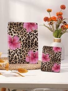 Funda protectora para tableta con estampado de leopardo y flor roja carmesí, compatible con iPad 9.7/10.2/10.5/10.9/12.9/Pro 11, 10.a generación, compatible con Samsung Galaxy Tab S6 Lite 10.4 pulgadas, compatible con Kindle Paperwhite 12.a generación 2024, Kindle (11.a generación) Lanzamiento 2022, protección antirruido suave, soporte inteligente/activación/suspensión automática