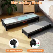 Under Bed Storage With Wheels And Transparent Window Lid, Under Bed Rolling Storage With XXL Large Capacity, Under The Bed Storage For Bedroom Under Bed Storage Containers For Clothes Shoe Blanket Toy Book ,2Pack - Black - View 4