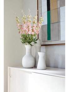 White Flowers Artificial Delphinium 9PCS With Clematis Greenery For Wedding & Home Decor