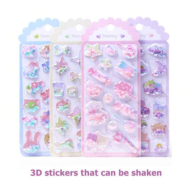 1 Pieza 9cm*21cm Pegatinas De Estampado De Lentejuelas 3d Con Agitación Aleatoria De Color Caramelo Para Juguetes De Niña Para Niños