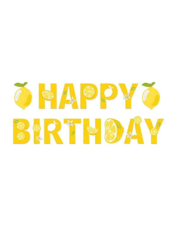 1 szt. Baner urodzinowy z plasterkami cytryny – dekoracje na imprezę Happy Summer, łatwe do powieszenia artykuły papiernicze na urodziny i uroczystości