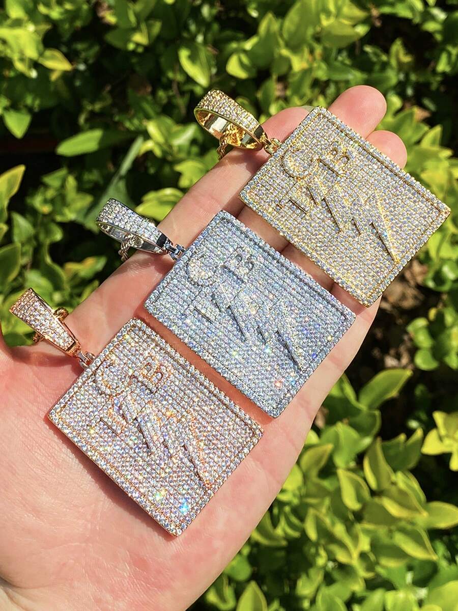 1 Piece Iced Out Talk Business Necklace Pendant For Men Rapper Gold Plated Hip Hop Jewelry