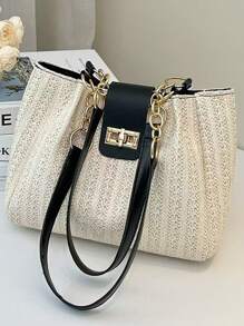2025 Summer New Handwoven Straw Tote Bag, Fashion Beach Bag For Women