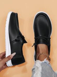 1 Pair Fashionable Women Casual Versatile Lightweight Soft Leather Loafers, Slip-On For Daily Wear And Outdoor Activities