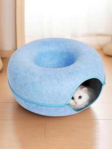 1 Pieza Casa Cama Cueva Desmontable Para Gatos Donuts Nest Tunnel, Juguete Interactivo Adecuada Para Gatos Pequeños y Medianos, Material Duradero y Resistente a Arañazos, Apto Para Todas Las Estaciones - Azul - Ver 6