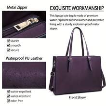 NUBILY Laptop Bag For Women Waterproof Lightweight 15.6 Inch Computer Tote Bag Business Office Briefcase Large Capacity Handbag Shoulder Bag Professional Office Work Bag Dark Purple