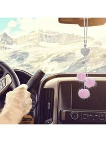 1pc Diamond Inlaid Car Pendant, High-End Car Pendant, Plush Car Interior, Lost Rearview Mirror Pendant