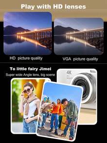 1 pièce Caméra numérique HD LK-007 avec écran rotatif de 2,4 pouces, caméra rechargeable CCD avec carte mémoire 32 g et multiples modes de filtre. Caméra portable anti-secousses avec zoom intelligent pour une utilisation en extérieur - Multicolore - Voir 6