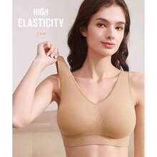 Sports Bras For Women, Seamless Comfortable Yoga Bra With Removable Pads - Black - View 3