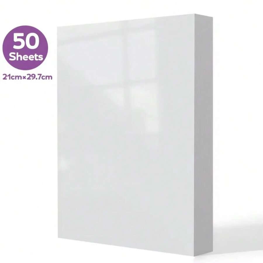 50 Sheets A4 Size Printable Vinyl Stickers - Matte White Waterproof Printable Sticker Paper For Inkjet And Laser Printers, Size 8.27" X 11.69"