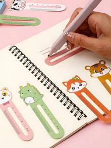 50 piezas Reglas creativas de dibujos animados de 5cm, marcadores de libros de papel con patrones de animales lindos - 10 estilos de animales, 50 hojas en total - Regalos para fiestas de cumpleaños, indicadores de lectura coloridos, accesorios para diarios - Perfectos como regalos de fiesta, regalos de cumpleaños, recompensas, útiles escolares, de vuelta a la escuela - Multicolor - Ver 5