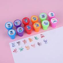 Disney 12pcs Disney Stitch Theme Plastic Reward Sticker Set, Assorted Colors DIY Craft Kit, Suitable For Scrapbooking, Birthday & Holiday Party Favors School Supplies, Back To School