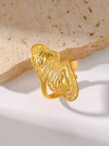 1 Stück minimalistischer Edelstahl-Ring, 18 Karat vergoldet, mit einzigartigem hochwertigem kratzfestem Herzdesign, geeignet für den täglichen Gebrauch