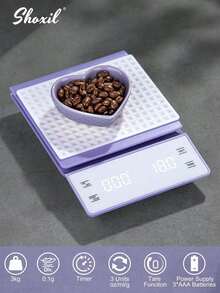shoxil 1pc Digital Coffee Scale With Timer - 3kg/0.1g High Precision, USB Rechargeable, LCD Display, Suitable For Espresso/Pour Over Coffee/Jewelry, Multifunctional Kitchen Scale (Batteries Not Included) - Electronic Scales - View 16