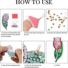 5pcs/Set DIY Diamond Painting Keychain - Floral Patterns, DIY Decorative Items, Diamond Painting Craft Supplies, Handmade Mosaic Painting Keychain DIY Kit Suitable For Beginners, Creative Handmade Craft Gift Set - Multicolor - View 6