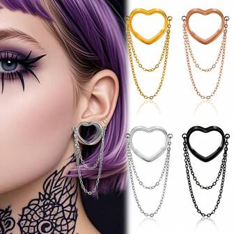 2 st 316L rostfritt stål hjärtkedja öronspetare tunnelpluggar piercing kroppssmycken kvinnor expander bårar eleganta